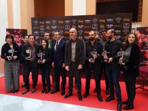 En el acto de entrega de los Giraldillos de plata a los nominados andaluces en los Goya.