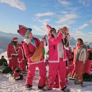 En Verbier, en las fiestas de Navidad, que es típico disfrazarse.