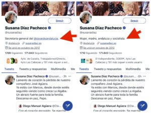 El Twitter de Susana Díaz ya refleja su "nueva vida"